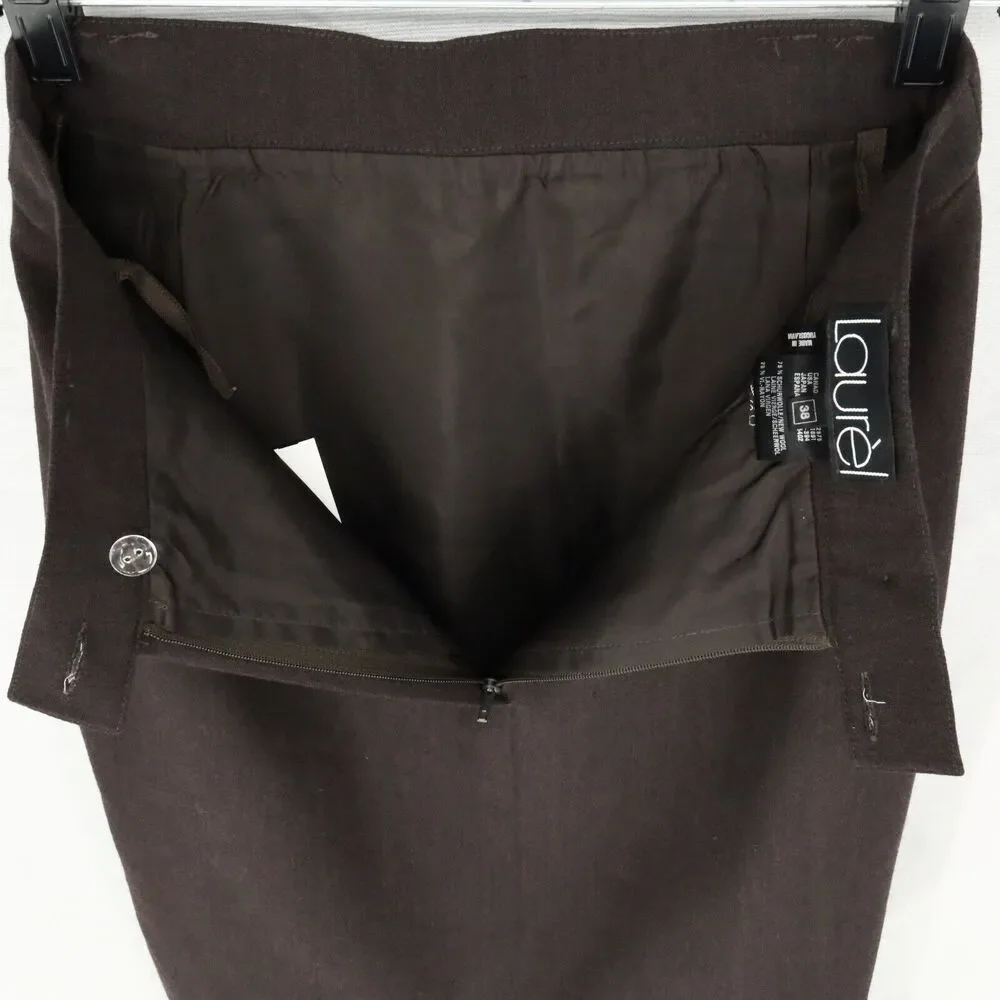Laurel Escada Skirt Womens 8 Dark Brown Wool Pencil Lined Back Zip Vintage New